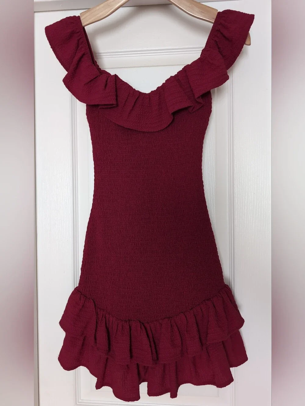 Windsor Girls' Burgundy Ruffle Knit Dress